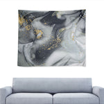 Grey Gold Liquid Marble Print Tapestry