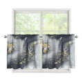 Grey Gold Liquid Marble Print Tier Curtains