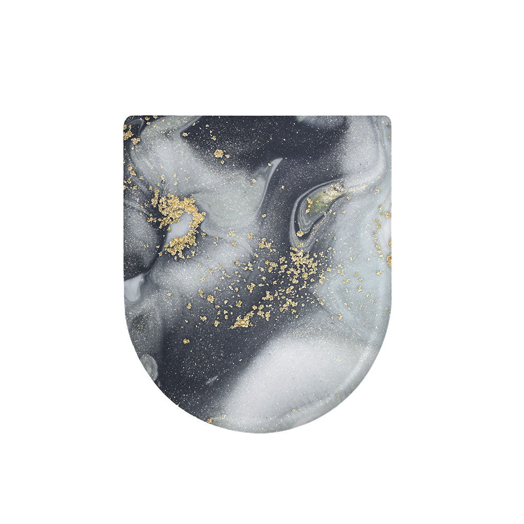 Grey Gold Liquid Marble Print Toilet Lid Cover