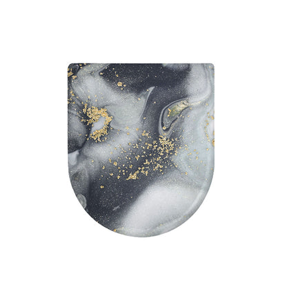 Grey Gold Liquid Marble Print Toilet Lid Cover