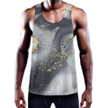Grey Gold Liquid Marble Print Men's Workout Tank Top