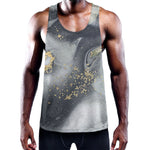 Grey Gold Liquid Marble Print Training Tank Top