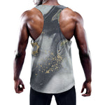 Grey Gold Liquid Marble Print Training Tank Top