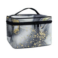 Grey Gold Liquid Marble Print Travel Makeup Bag