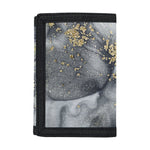 Grey Gold Liquid Marble Print Trifold Wallet