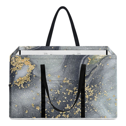 Grey Gold Liquid Marble Print Utility Tote Bag
