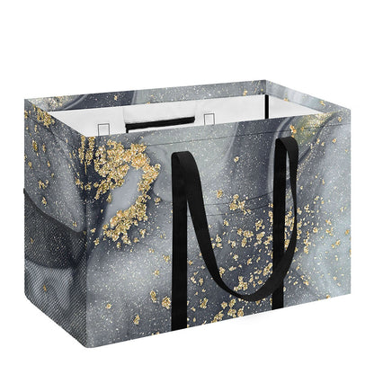 Grey Gold Liquid Marble Print Utility Tote Bag