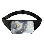 Grey Gold Liquid Marble Print Waist Bag