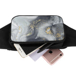 Grey Gold Liquid Marble Print Waist Bag