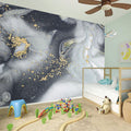 Grey Gold Liquid Marble Print Wall Sticker