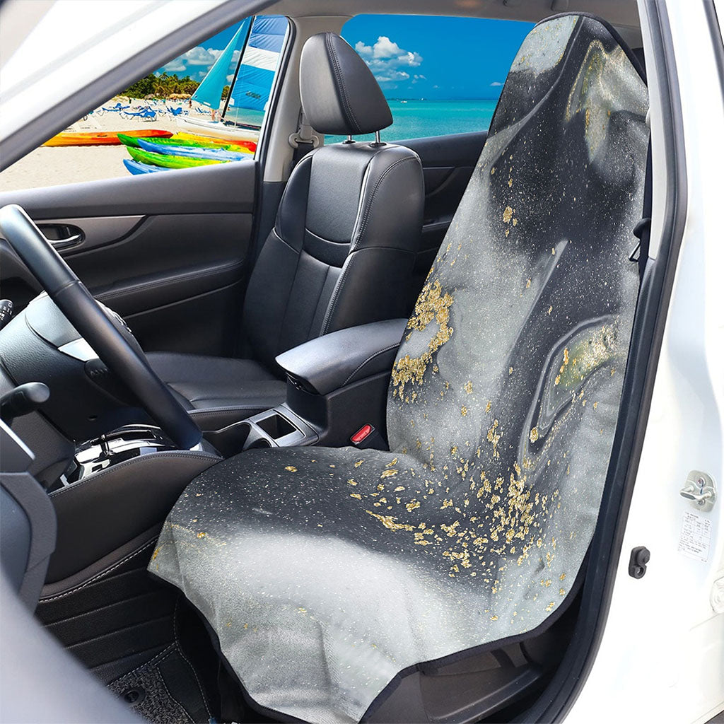 Grey Gold Liquid Marble Print Waterproof Car Seat Cover