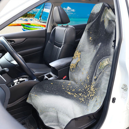 Grey Gold Liquid Marble Print Waterproof Car Seat Cover