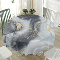 Grey Gold Liquid Marble Print Waterproof Round Tablecloth