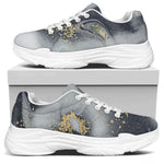 Grey Gold Liquid Marble Print White Chunky Shoes