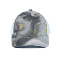Grey Gold Liquid Marble Print White Mesh Trucker Hat