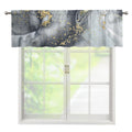 Grey Gold Liquid Marble Print Window Valance