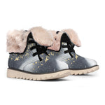 Grey Gold Liquid Marble Print Winter Boots