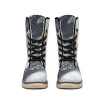 Grey Gold Liquid Marble Print Winter Boots