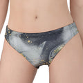 Grey Gold Liquid Marble Print Women's Panties