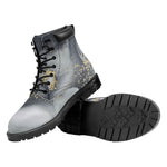 Grey Gold Liquid Marble Print Work Boots