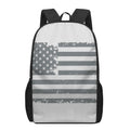 Grey Grunge American Flag Print 17 Inch Backpack