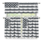 Grey Grunge American Flag Print 3 Piece Kitchen Curtains