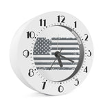 Grey Grunge American Flag Print Alarm Clock