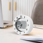 Grey Grunge American Flag Print Alarm Clock