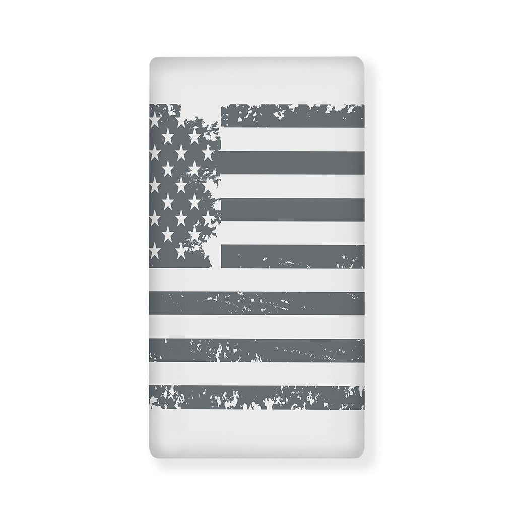 Grey Grunge American Flag Print Baby Crib Sheet