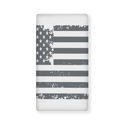 Grey Grunge American Flag Print Baby Crib Sheet