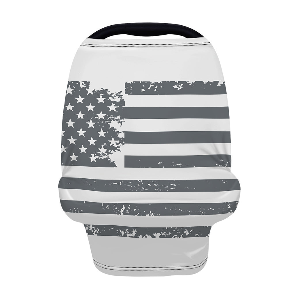 Grey Grunge American Flag Print Baby Seat Cover