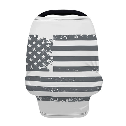 Grey Grunge American Flag Print Baby Seat Cover