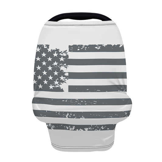 Grey Grunge American Flag Print Baby Seat Cover