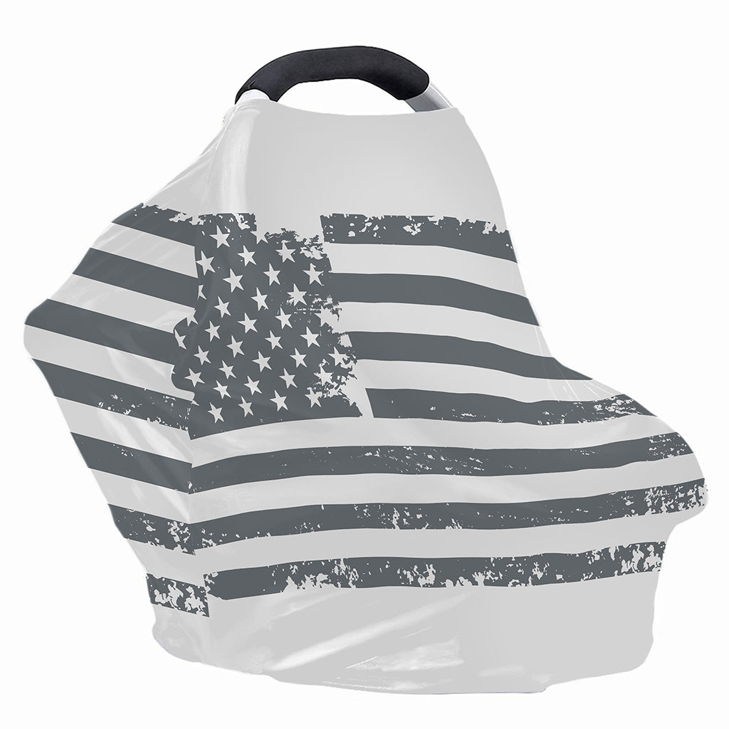Grey Grunge American Flag Print Baby Seat Cover