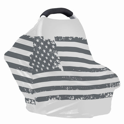 Grey Grunge American Flag Print Baby Seat Cover