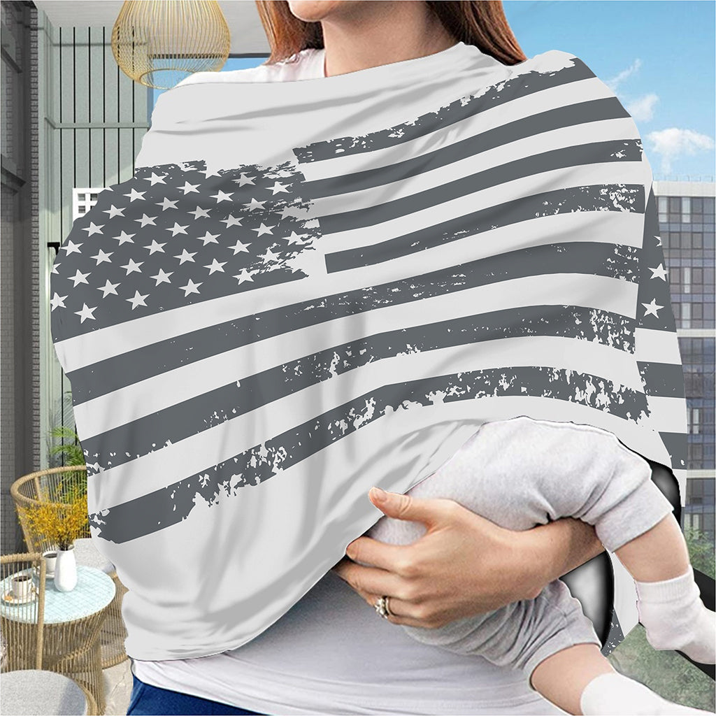 Grey Grunge American Flag Print Baby Seat Cover