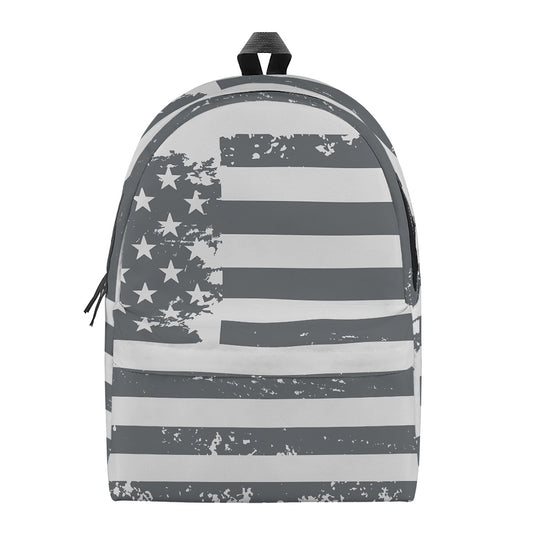 Grey Grunge American Flag Print Backpack