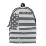 Grey Grunge American Flag Print Backpack