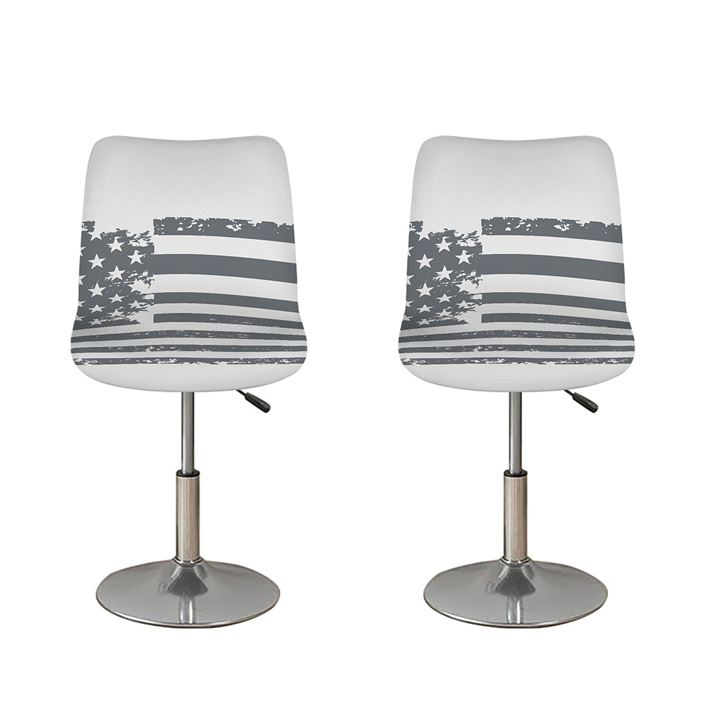 Grey Grunge American Flag Print Bar Stool Covers