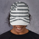 Grey Grunge American Flag Print Baseball Cap
