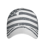 Grey Grunge American Flag Print Baseball Cap