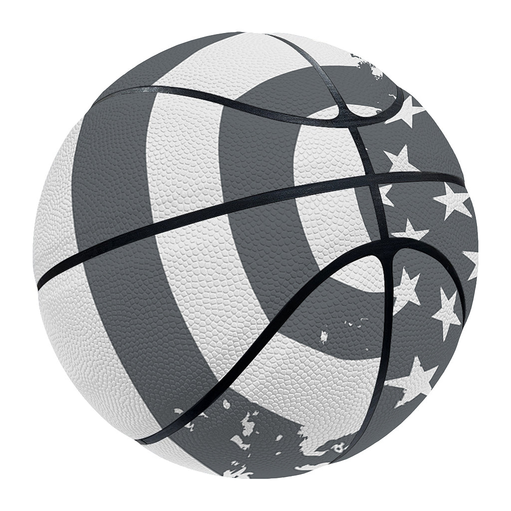 Grey Grunge American Flag Print Basketball