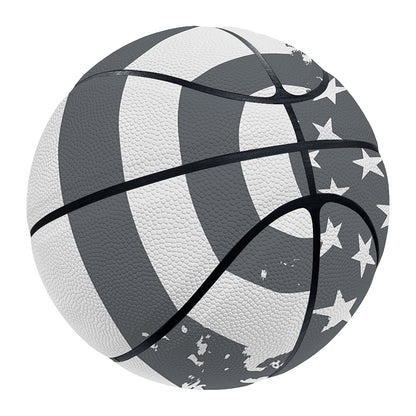 Grey Grunge American Flag Print Basketball