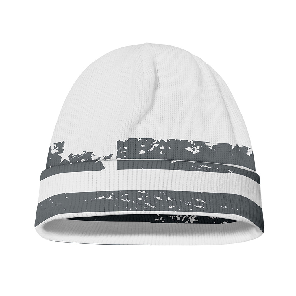 Grey Grunge American Flag Print Beanie