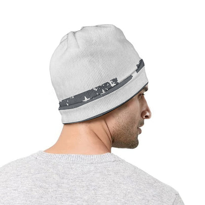 Grey Grunge American Flag Print Beanie