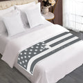 Grey Grunge American Flag Print Bed Runner