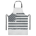 Grey Grunge American Flag Print Bib Apron With Pocket