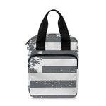 Grey Grunge American Flag Print Bible Tote Bag