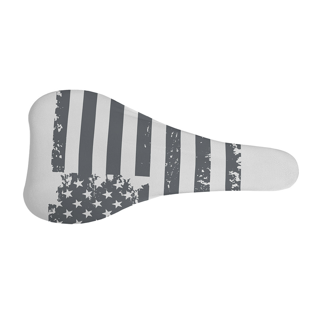 Grey Grunge American Flag Print Bicycle Seat Cover
