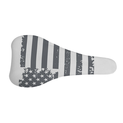 Grey Grunge American Flag Print Bicycle Seat Cover